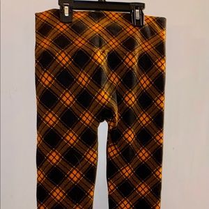 Black and Orange Plaid Halloween Leggings